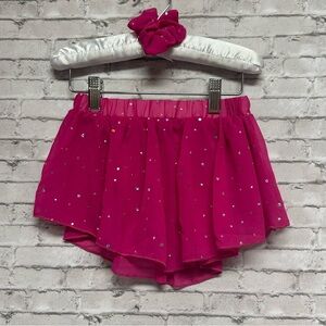 Dance Skirt Scrunchie Girls Size 7Y Gymnastics Ballet High Low Sparkle Unlined
